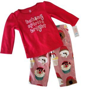 Carter's Just One You Christmas Pajamas Baby 12 Months  Red Pink Fleece...